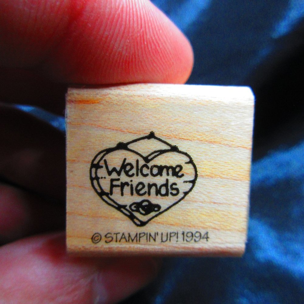 Welcome Friends Wood Mounted Stamp 1" X 1"
